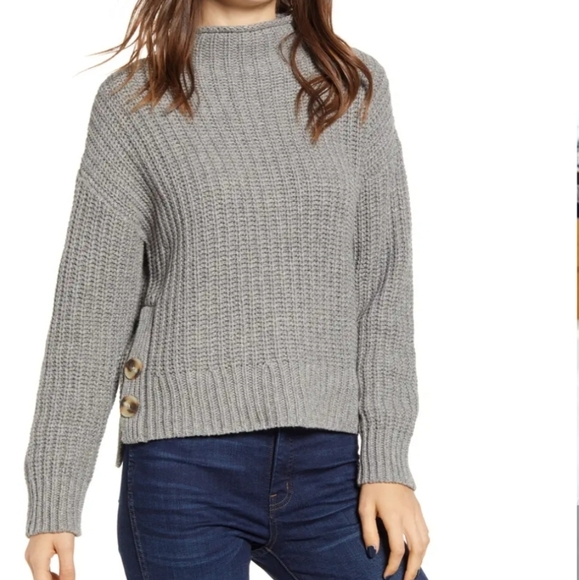 Madewell Mock Neck Side-Button Pullover Medium - Picture 1 of 7